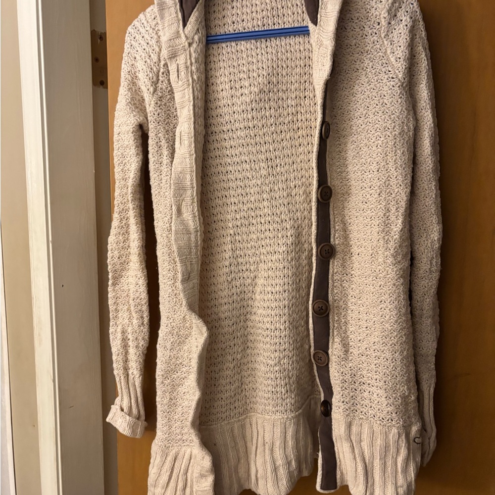 Long Cream button up sweater